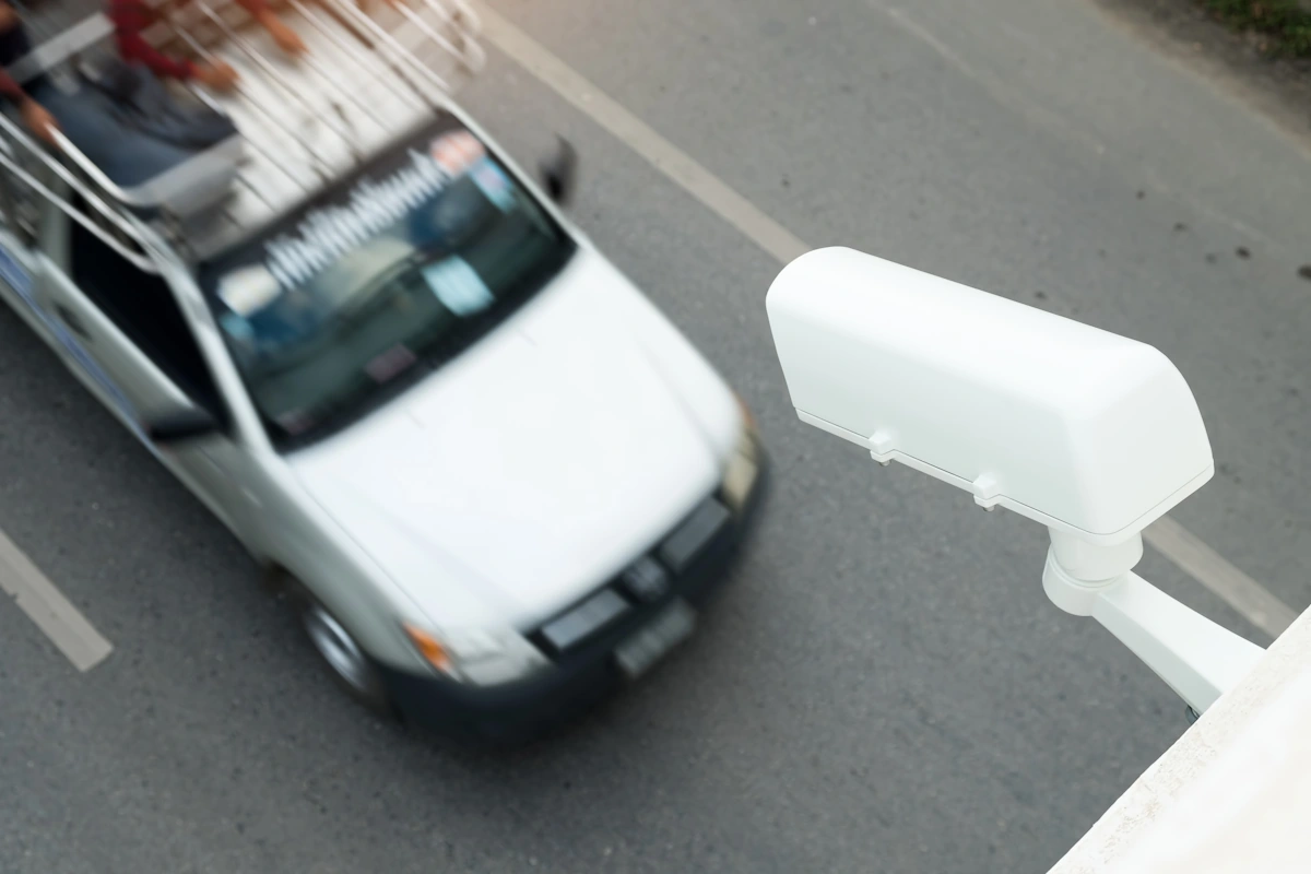 Une voiture qui se fait flasher par un radard automatique